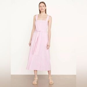 Vince Linen-Blend Square-Neck Midi Dress New